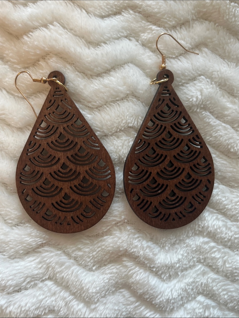 Large wooden dangle earrings